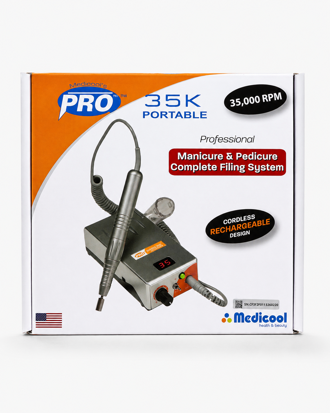Medicool - Pro Power 35k Portable/ 20k Model Rechargeable File - Silver