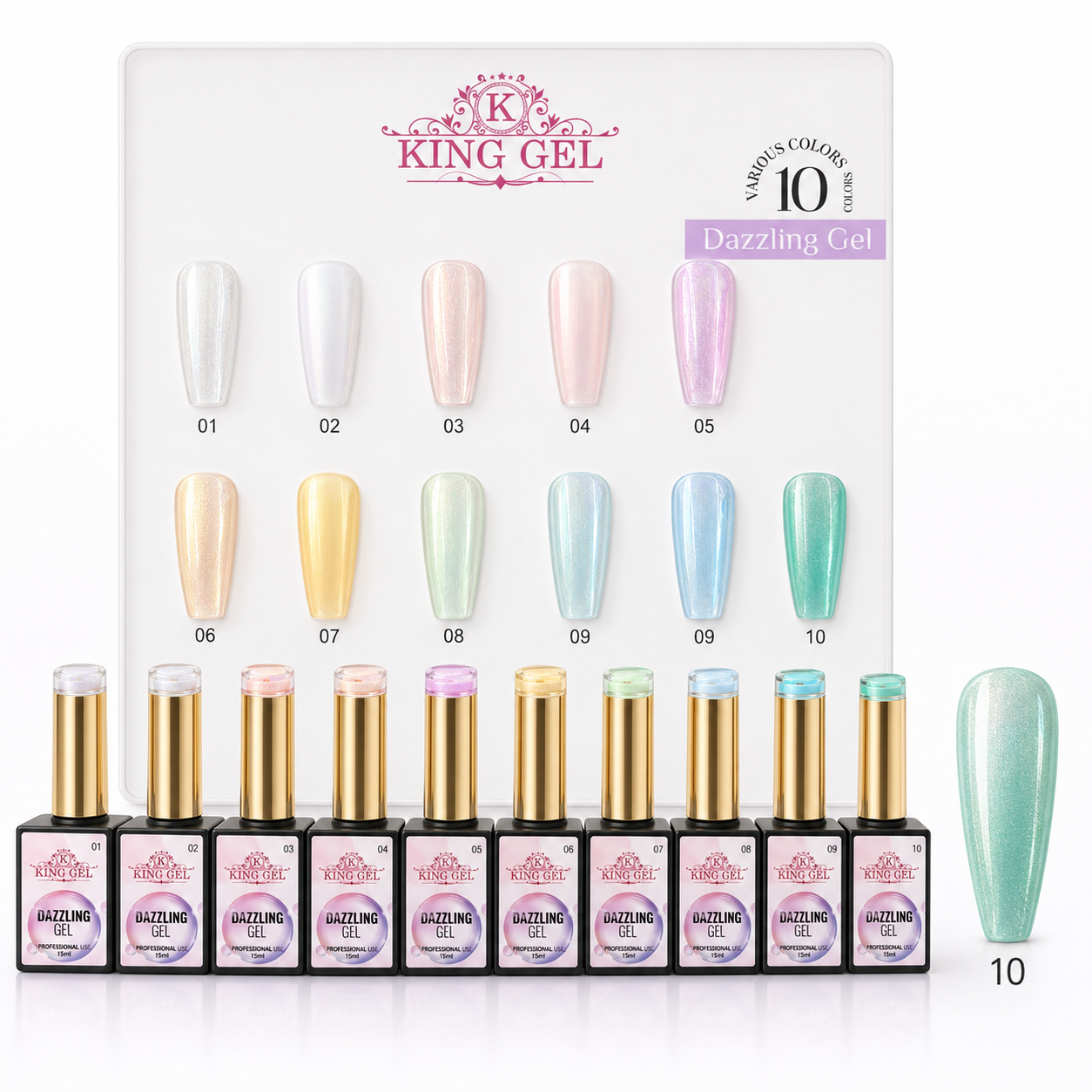 10 Gel Colors Dazzling Collection - KingGel Brand variant 10