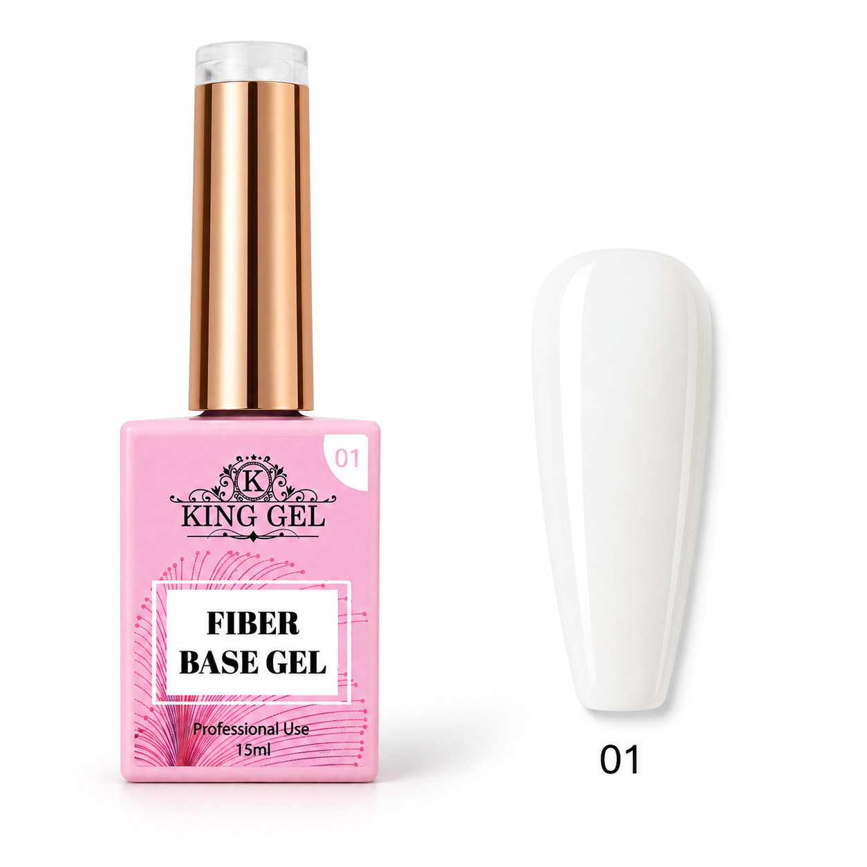 12 Gel Colors Fiber Base Collection - KingGel Brand  - Builder gel consistency shade 1