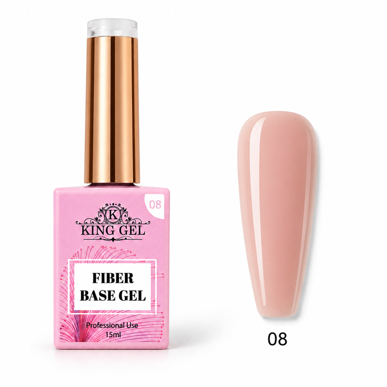 12 Gel Colors Fiber Base Collection - KingGel Brand  - Builder gel consistency shade 8