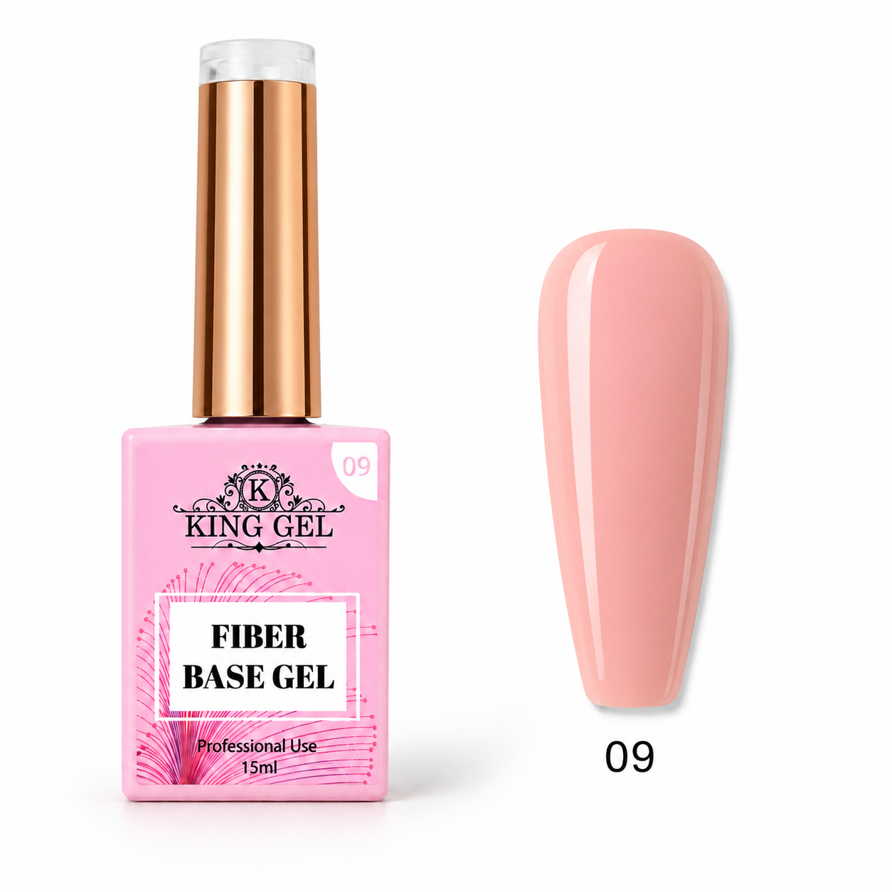 12 Gel Colors Fiber Base Collection - KingGel Brand  - Builder gel consistency shade 9