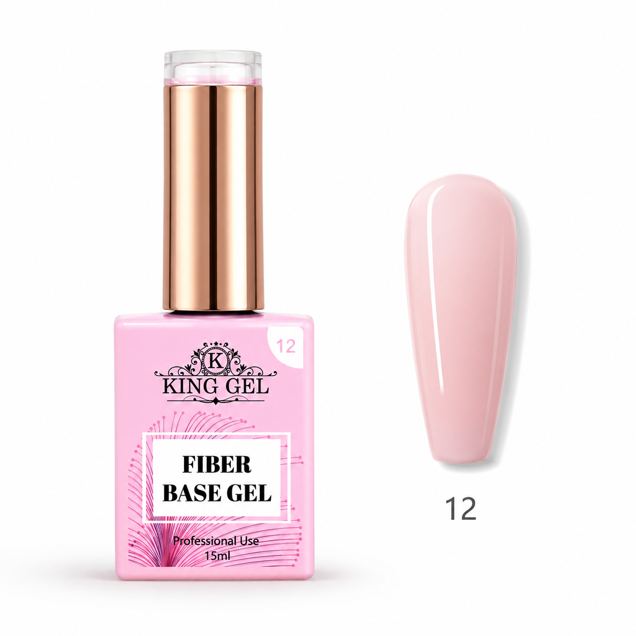 12 Gel Colors Fiber Base Collection - KingGel Brand  - Builder gel consistency shade 12
