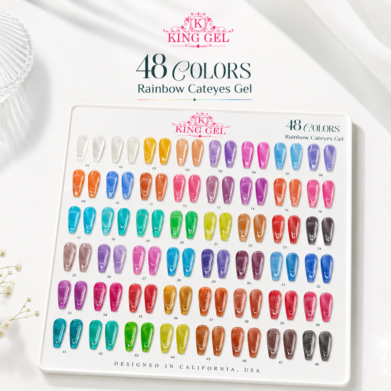 48 colors Rainbow Cateyes Collection - KingGel