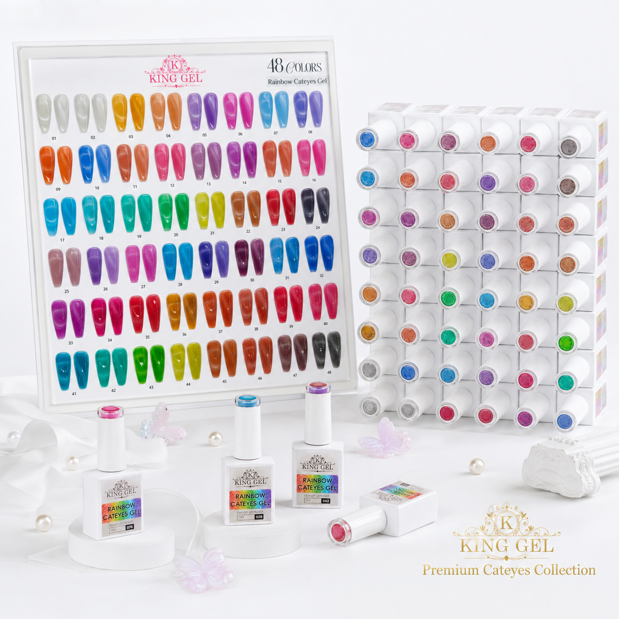 48 colors Rainbow Cateyes Collection - KingGel