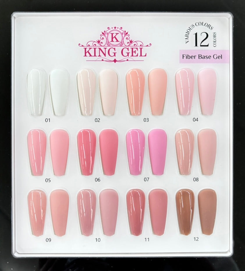 12 Colors Fiber Base Collection - KingGel Brand  - Builder gel consistency