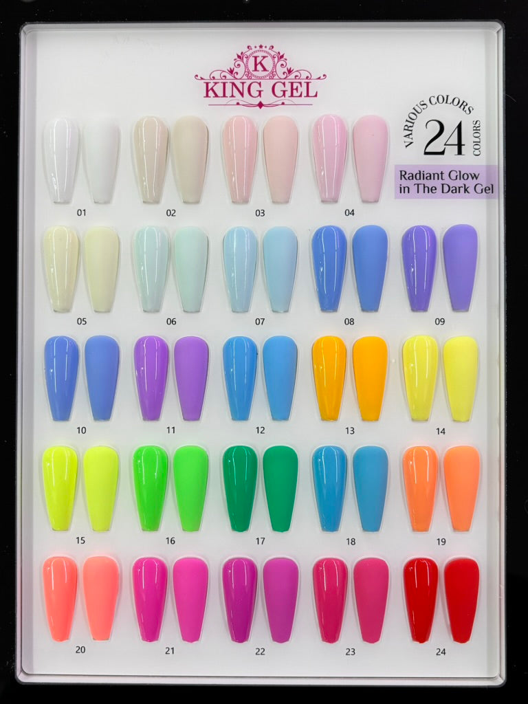 24 colors Radiant Glow in the Dark Collection - KingGel
