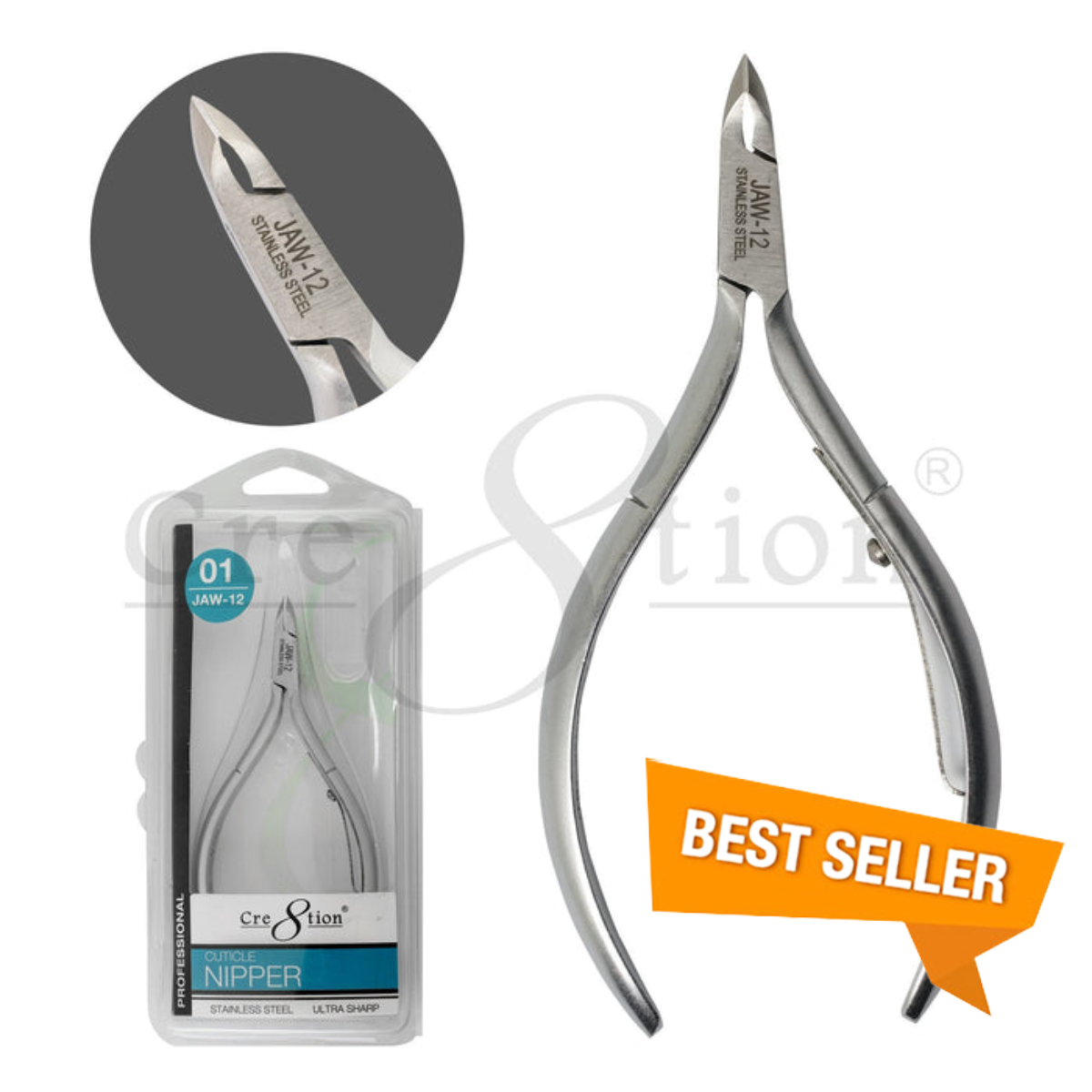 Cre8tion Stainless Steel Cuticle Nippers 01 - jaw #12 shown