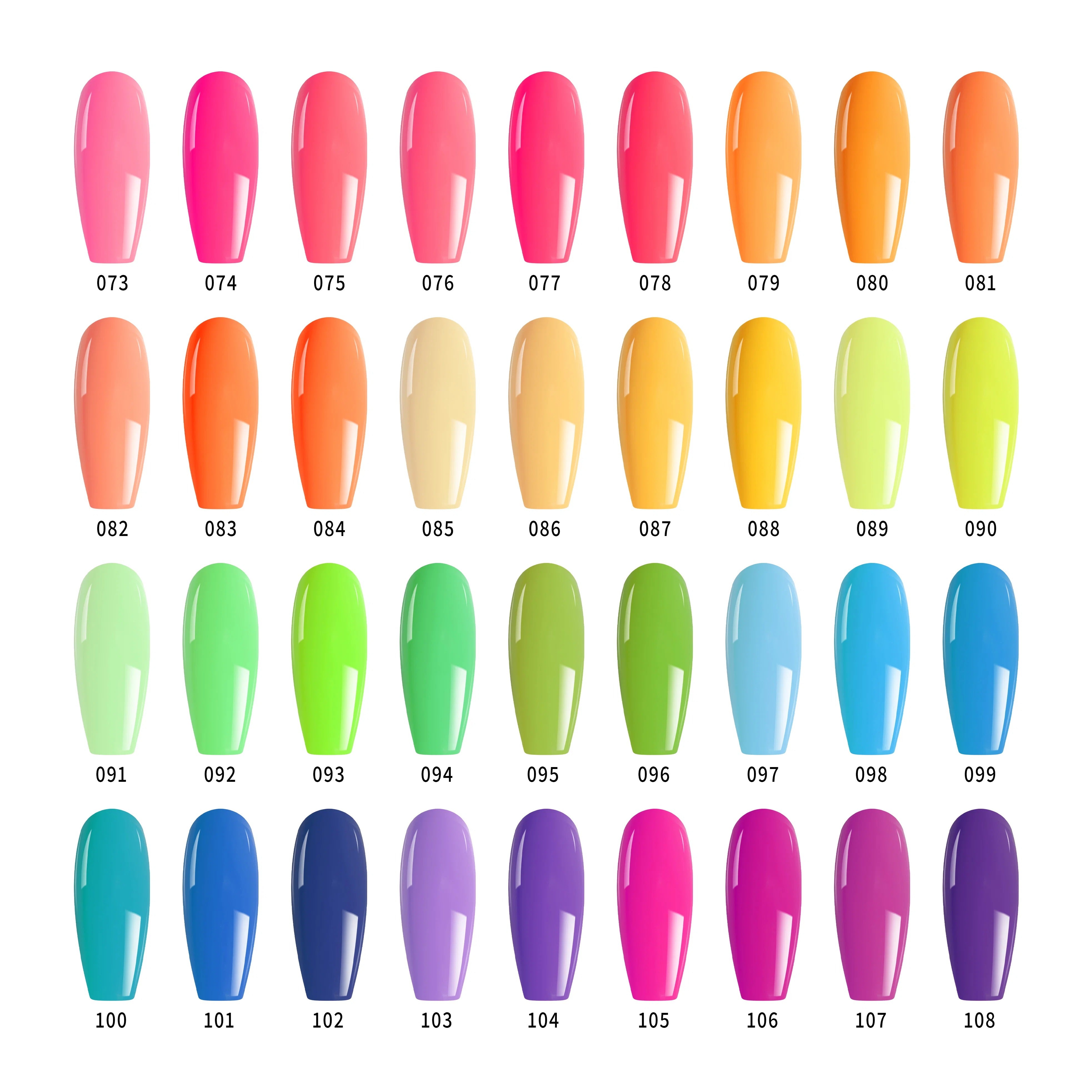 PLA What Happens in Vegas color chart - shades 073-108