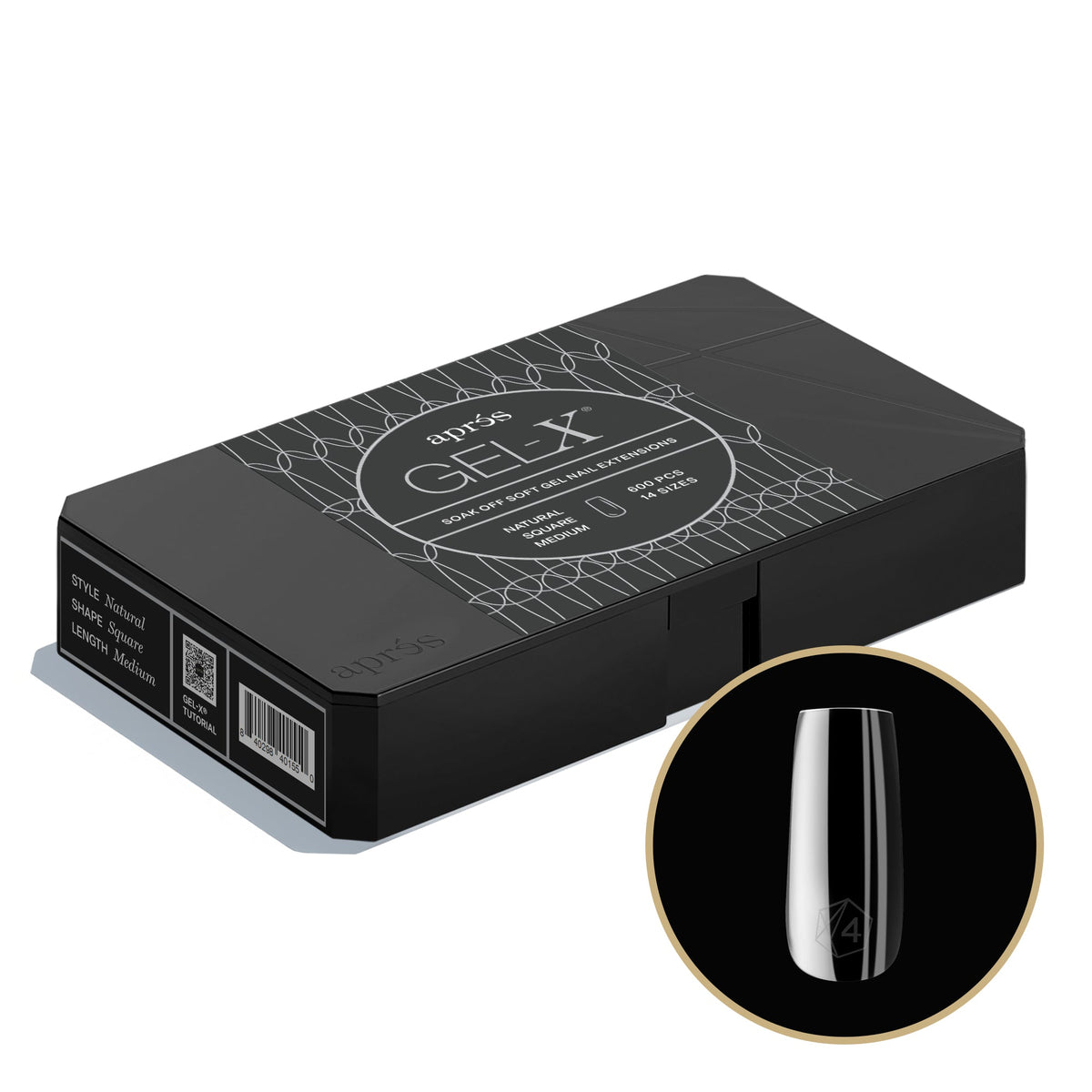 Aprés Gel-X Natural Square Medium Pro tip box, 600 pieces