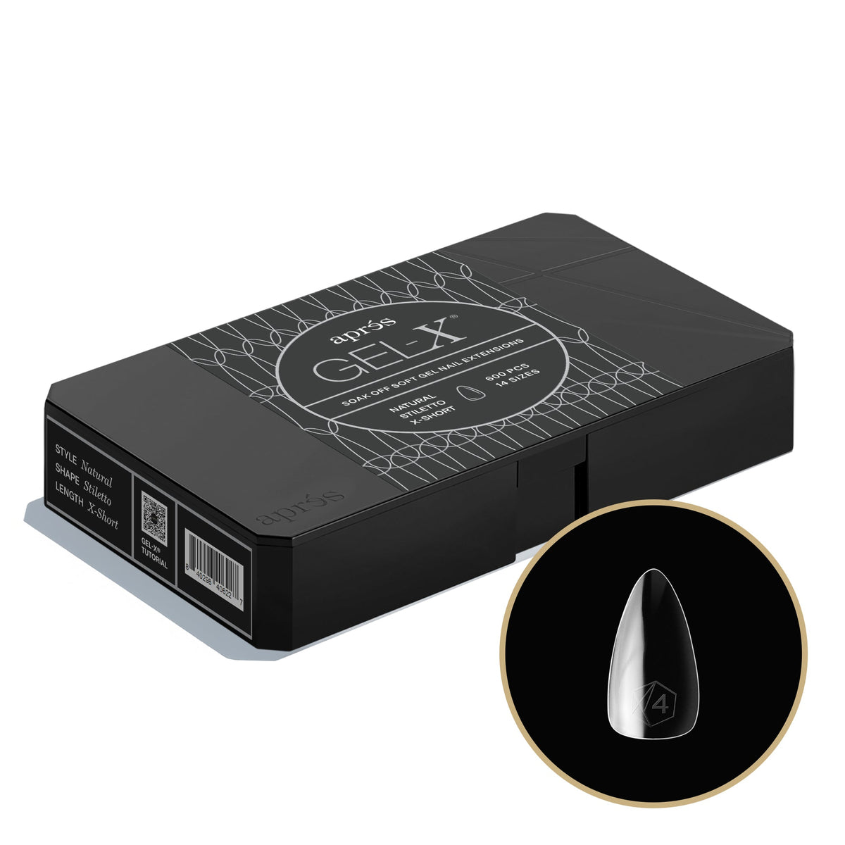 Aprés Gel-X Natural Stiletto Extra Short Pro tip box, 600 pieces