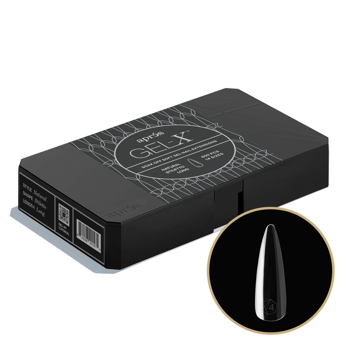 Aprés Gel-X Natural Stiletto Long Pro tip box, 600 pieces