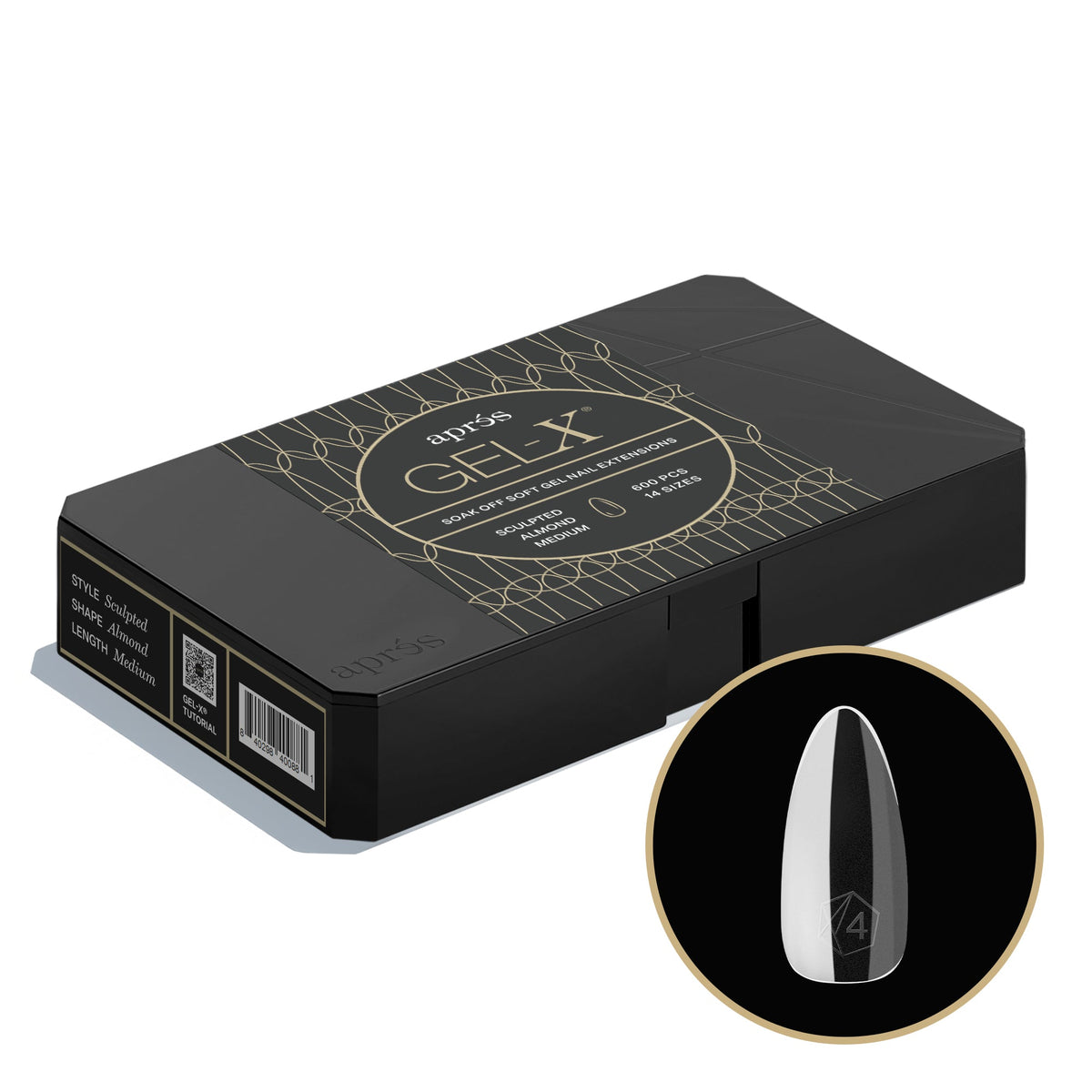 Aprés Gel-X Sculpted Almond Medium Pro tip box, 600 pieces