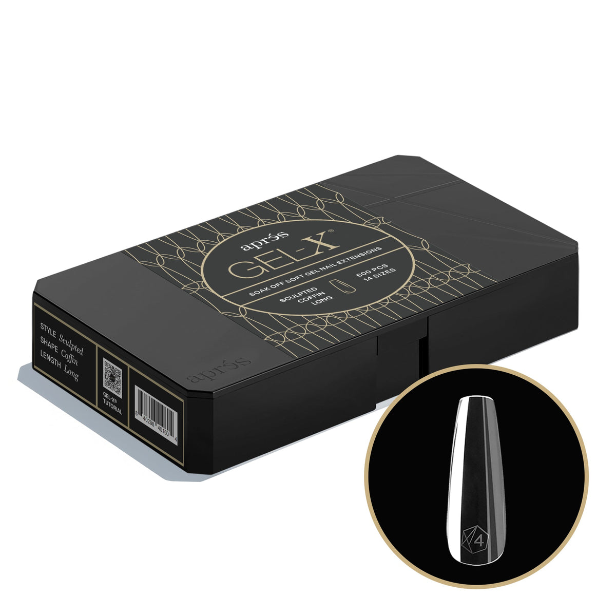 Aprés Gel-X Sculpted Coffin Long Pro tip box, 600 pieces