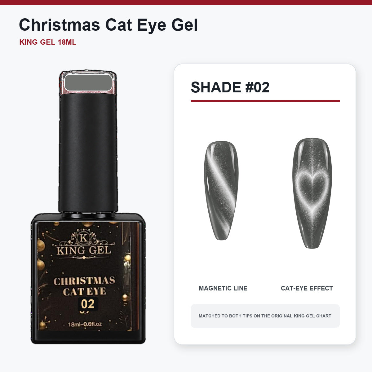 24 Colors Christmas Cat Eye Gel Collection - KingGel Brand - Shade 2 bottle and chart-matched color - Studio V2