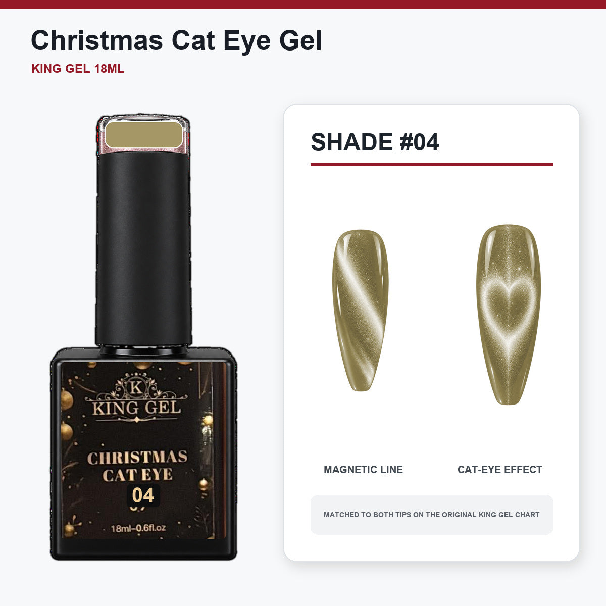 24 Colors Christmas Cat Eye Gel Collection - KingGel Brand - Shade 4 bottle and chart-matched color - Studio V2