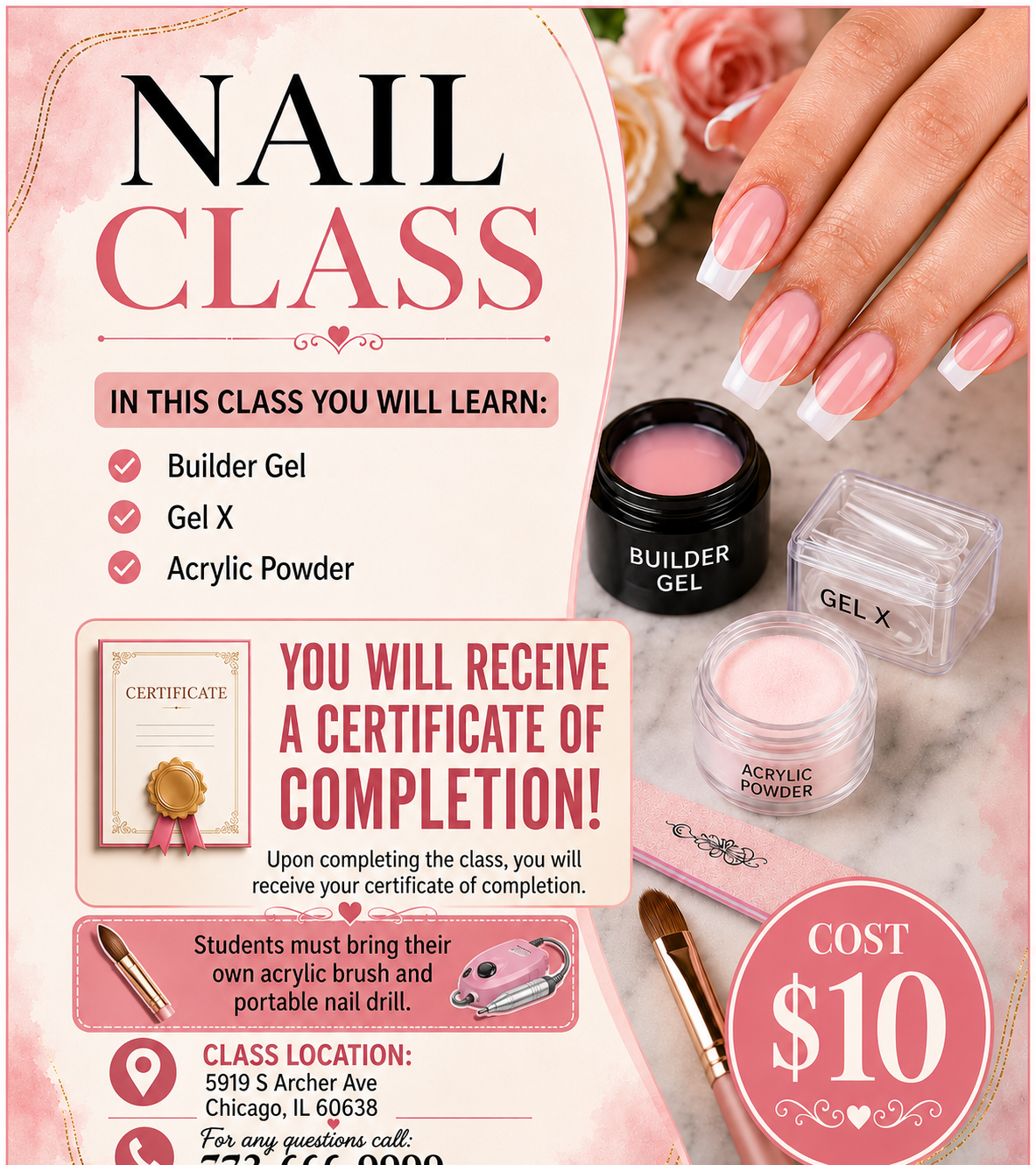 Nail Class - 08/02/2026 12pm - 4pm (Non Refundable)