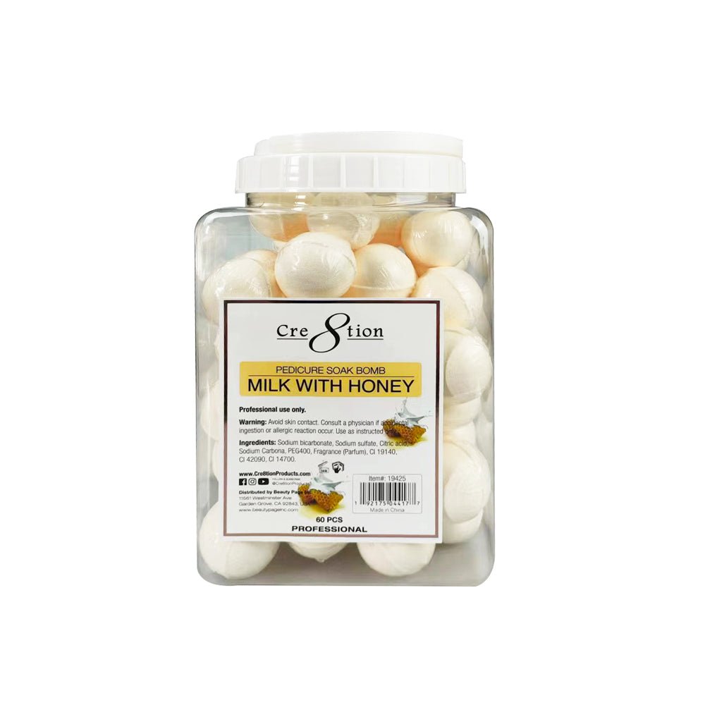 Cre8tion Pedicure Soak Bomb - Milk With Honey, 60 pieces