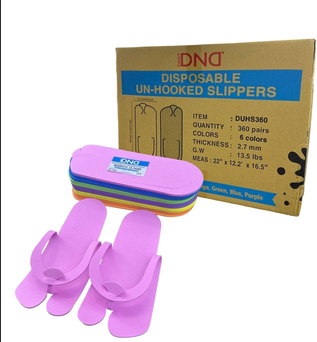 DND Unhooked Pedicure Slippers - Case of 360 Pairs