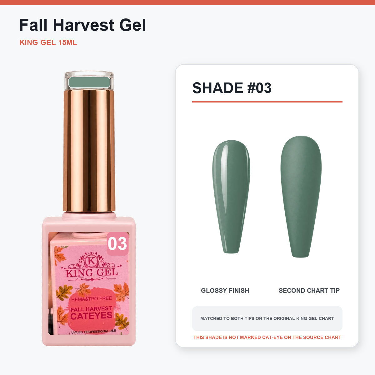 36 Colors Fall Harvest Gel Collection - KingGel Brand - Shade 3 bottle and chart-matched color - Studio V2
