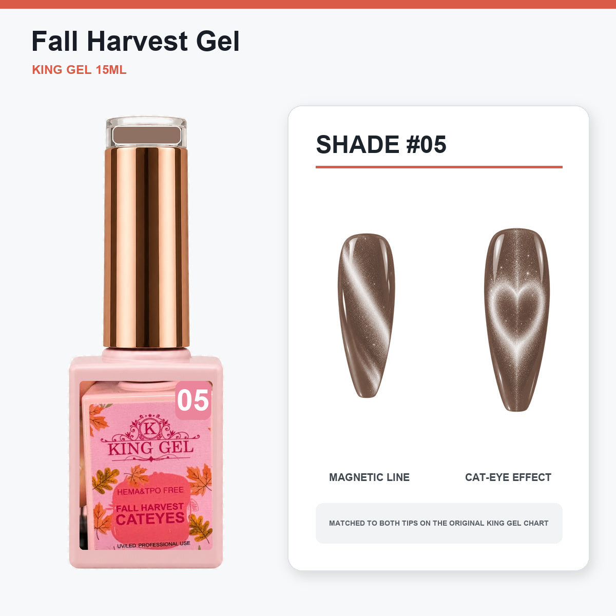 36 Colors Fall Harvest Gel Collection - KingGel Brand - Shade 5 bottle and chart-matched color - Studio V2