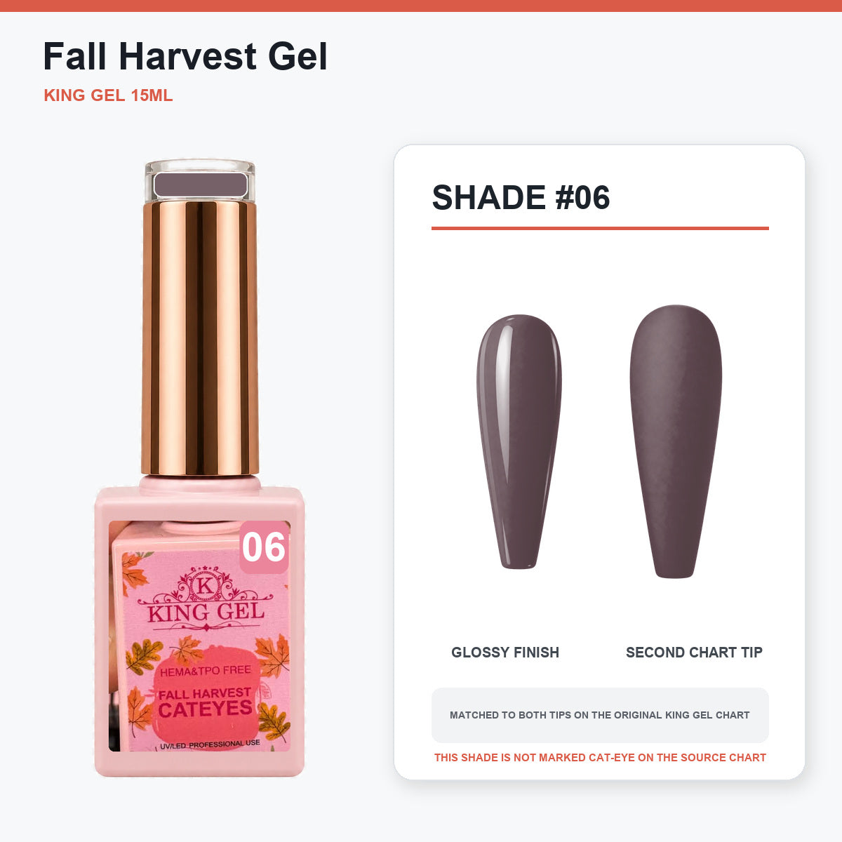 36 Colors Fall Harvest Gel Collection - KingGel Brand - Shade 6 bottle and chart-matched color - Studio V2