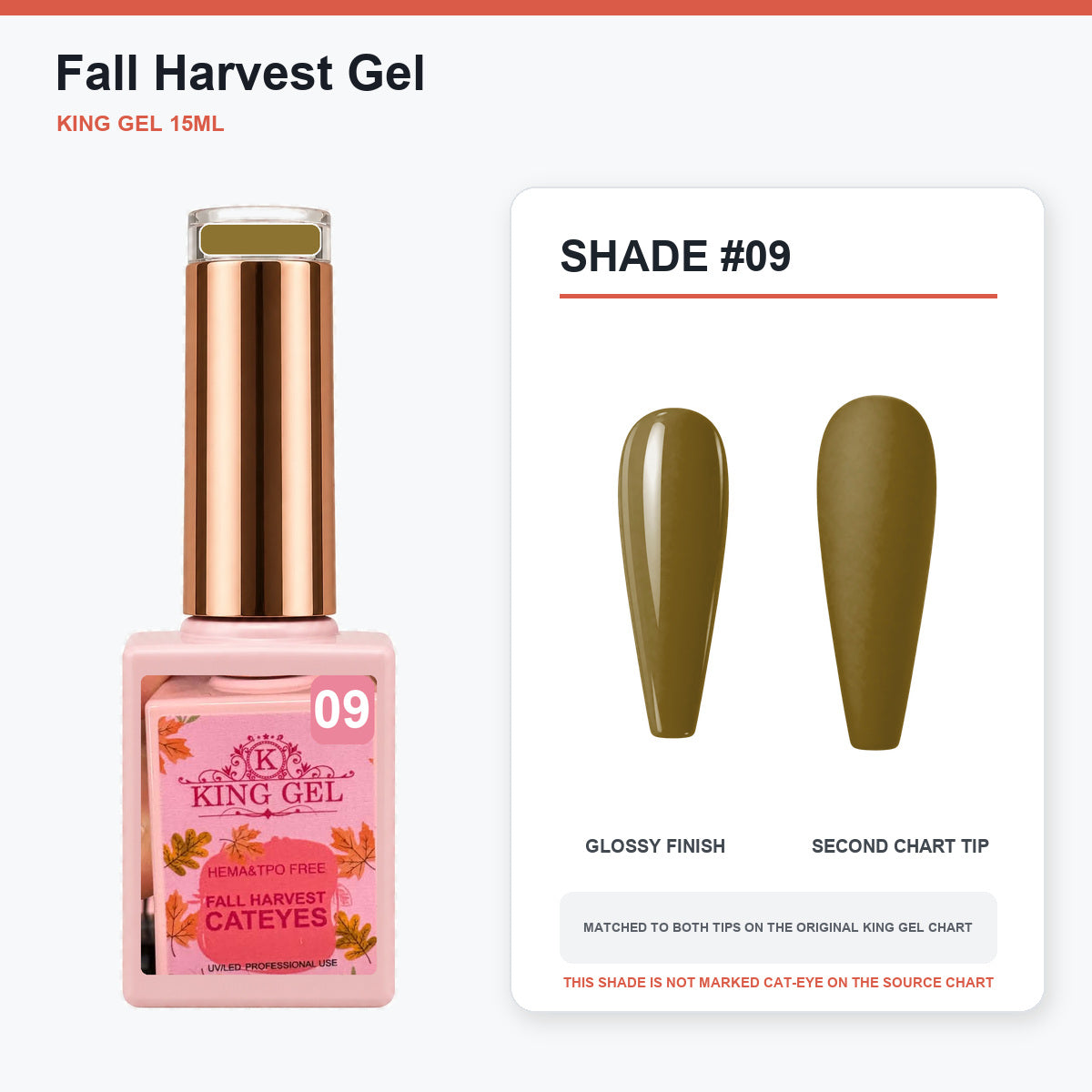 36 Colors Fall Harvest Gel Collection - KingGel Brand - Shade 9 bottle and chart-matched color - Studio V2