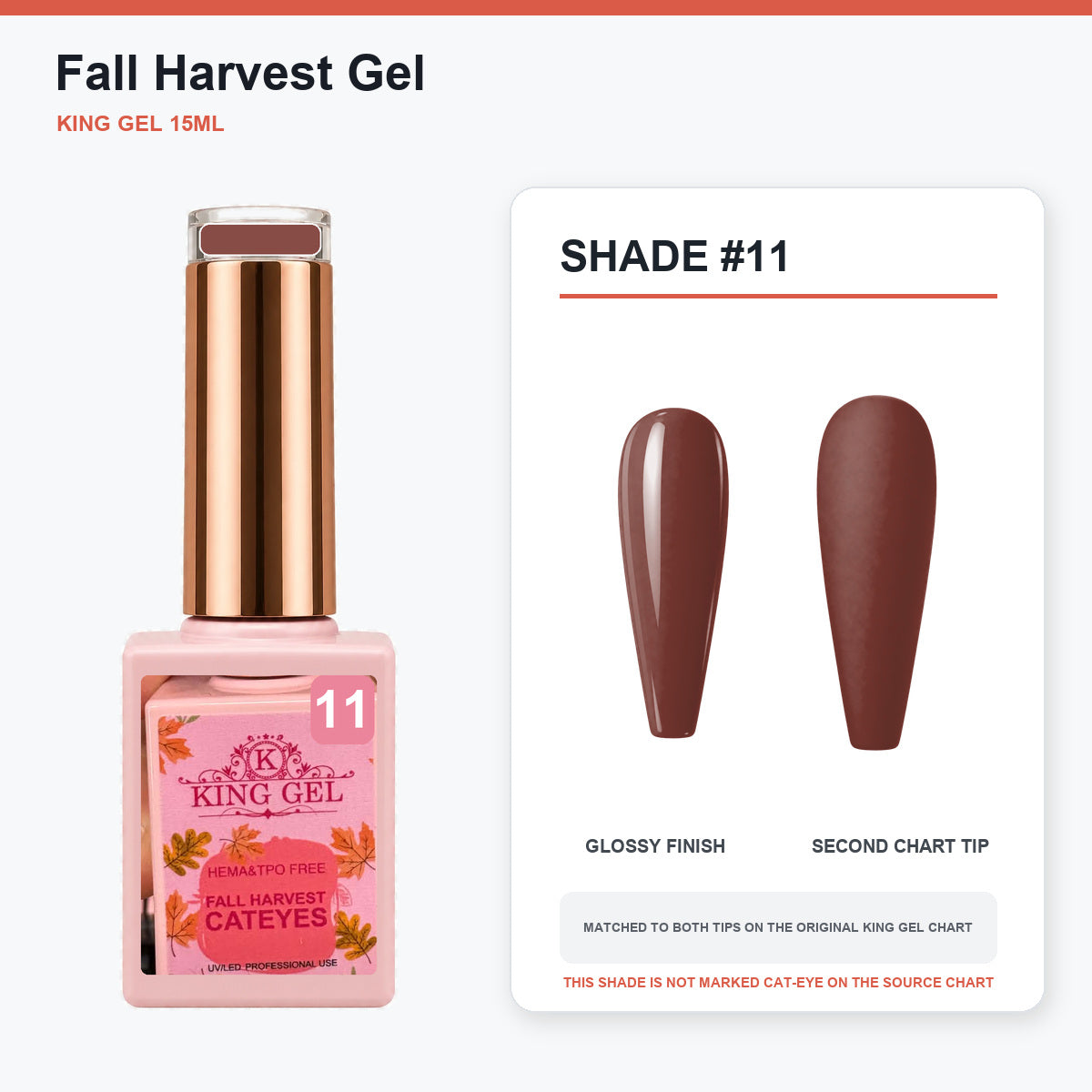 36 Colors Fall Harvest Gel Collection - KingGel Brand - Shade 11 bottle and chart-matched color - Studio V2