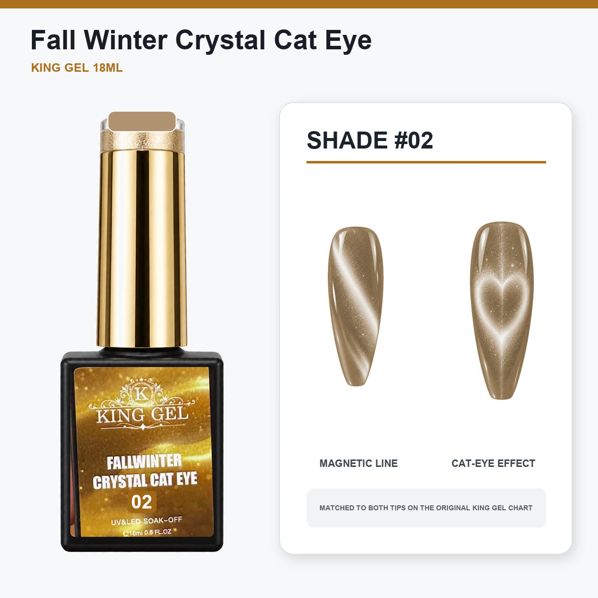 24 Colors Fall Winter Crystal Cat Eye Gel Collection - KingGel Brand - Shade 2 bottle and chart-matched color - Studio V2