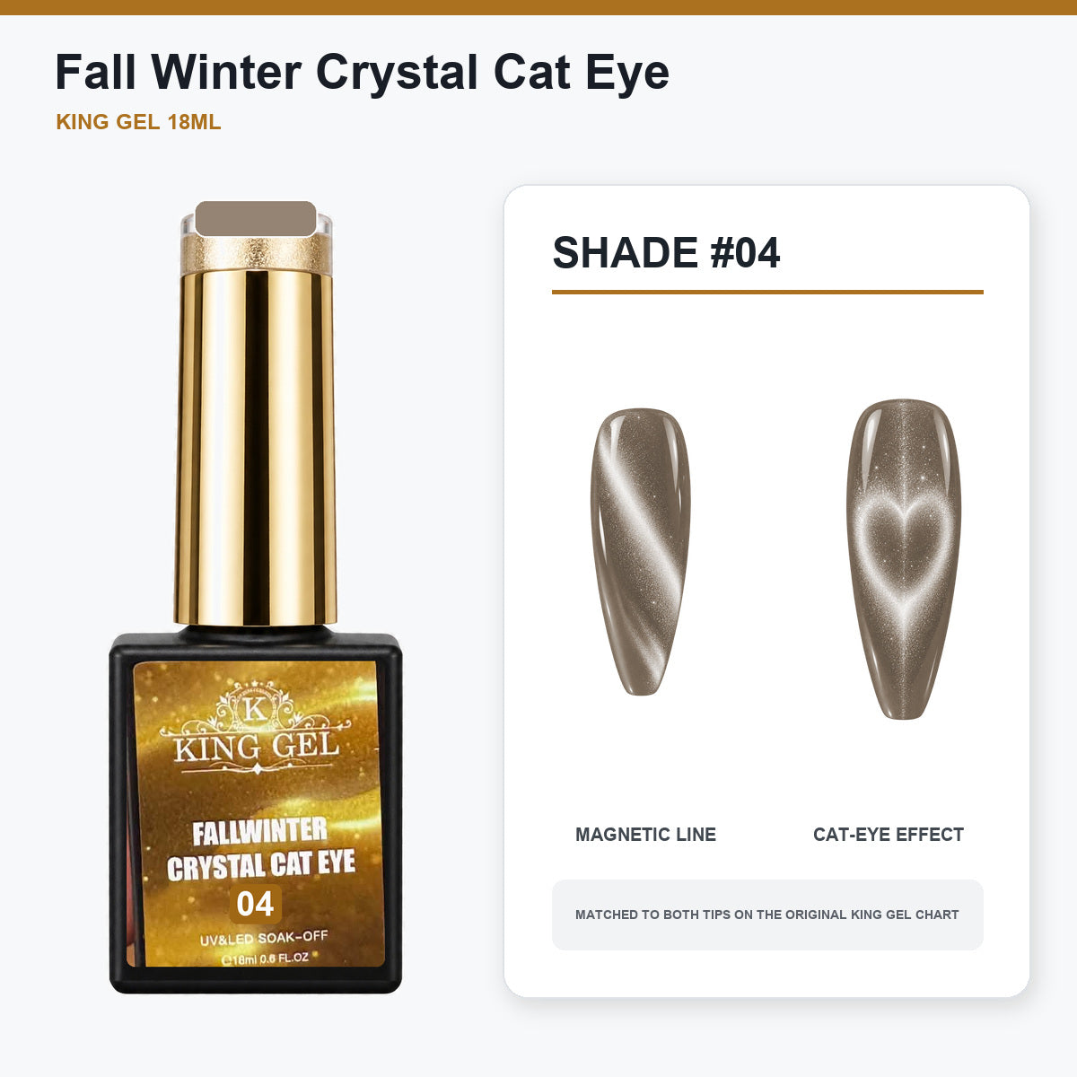 24 Colors Fall Winter Crystal Cat Eye Gel Collection - KingGel Brand - Shade 4 bottle and chart-matched color - Studio V2