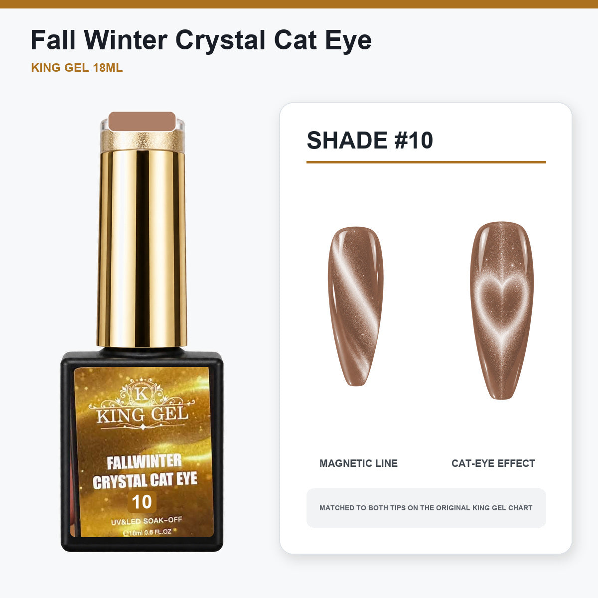 24 Colors Fall Winter Crystal Cat Eye Gel Collection - KingGel Brand - Shade 10 bottle and chart-matched color - Studio V2