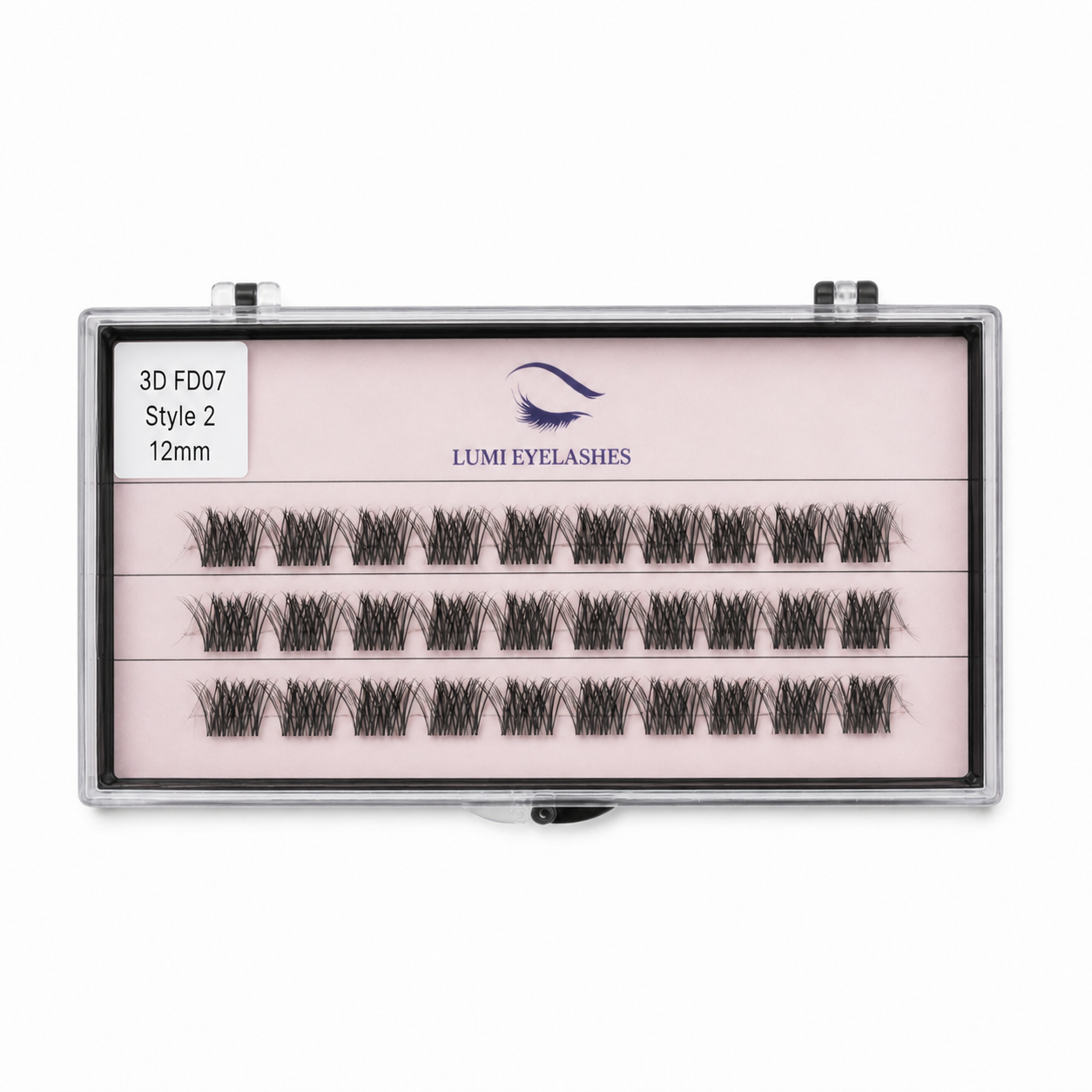 Lumi Eyelashes - 3D FD07 (Style 2) - 12mm - horizontal logo-top product photo