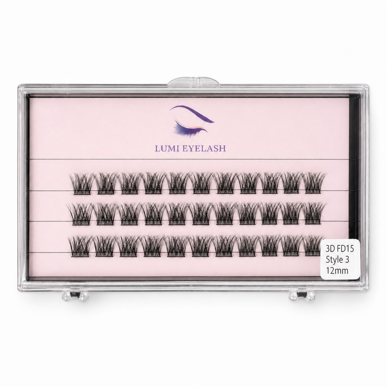 Lumi Eyelashes - 3D FD15 (Style 3) - 12mm - horizontal logo-top product photo