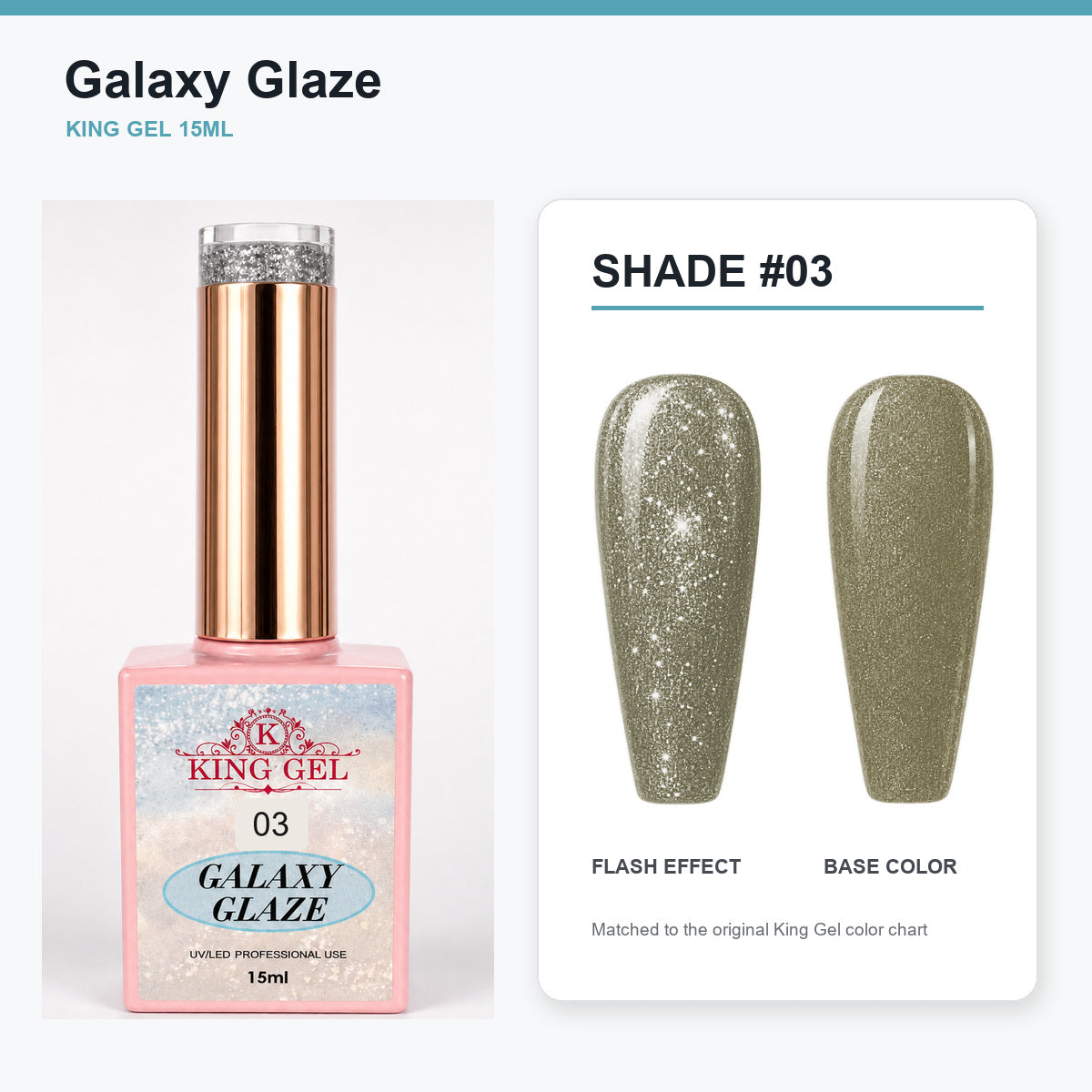 24 Colors Galaxy Glaze Collection - KingGel Brand - Shade 3 bottle and chart-matched color - Studio V2