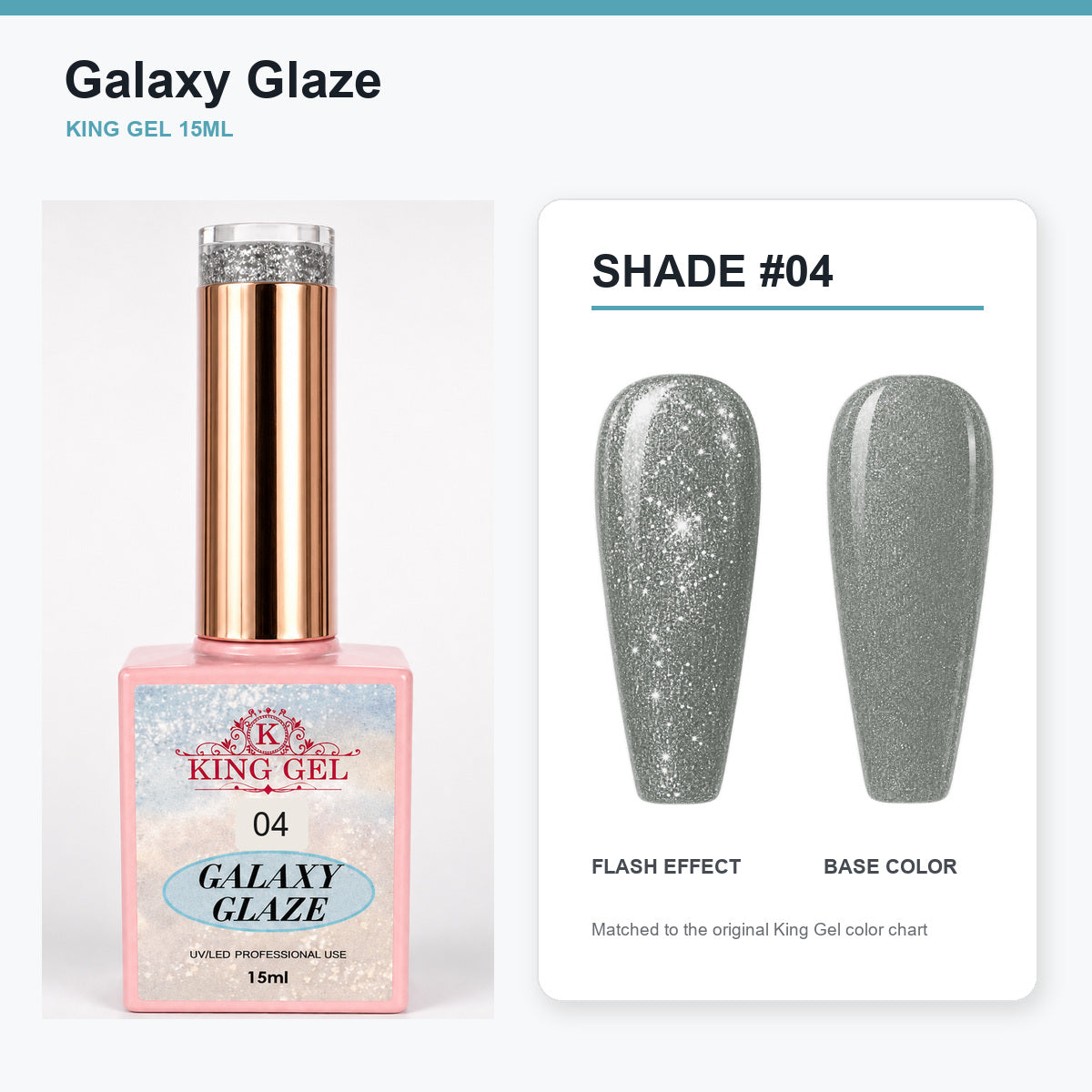 24 Colors Galaxy Glaze Collection - KingGel Brand - Shade 4 bottle and chart-matched color - Studio V2