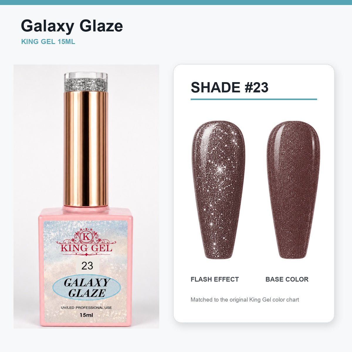 24 Colors Galaxy Glaze Collection - KingGel Brand - Shade 23 bottle and chart-matched color - Studio V2