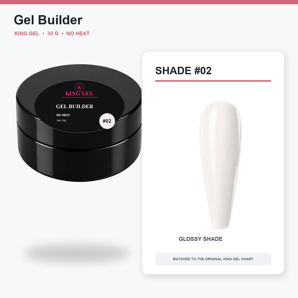 12 Colors Gel Builder Collection - KingGel Brand - Shade 2 30 g jar and chart-matched color - Studio V2