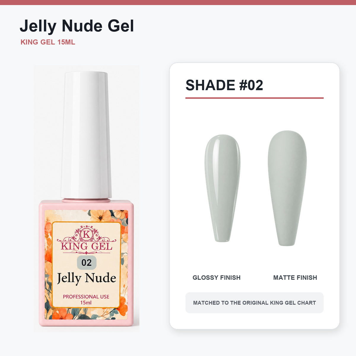 48 Colors Jelly Nude Gel Collection - KingGel Brand - Shade 2 bottle and chart-matched color - Studio V2