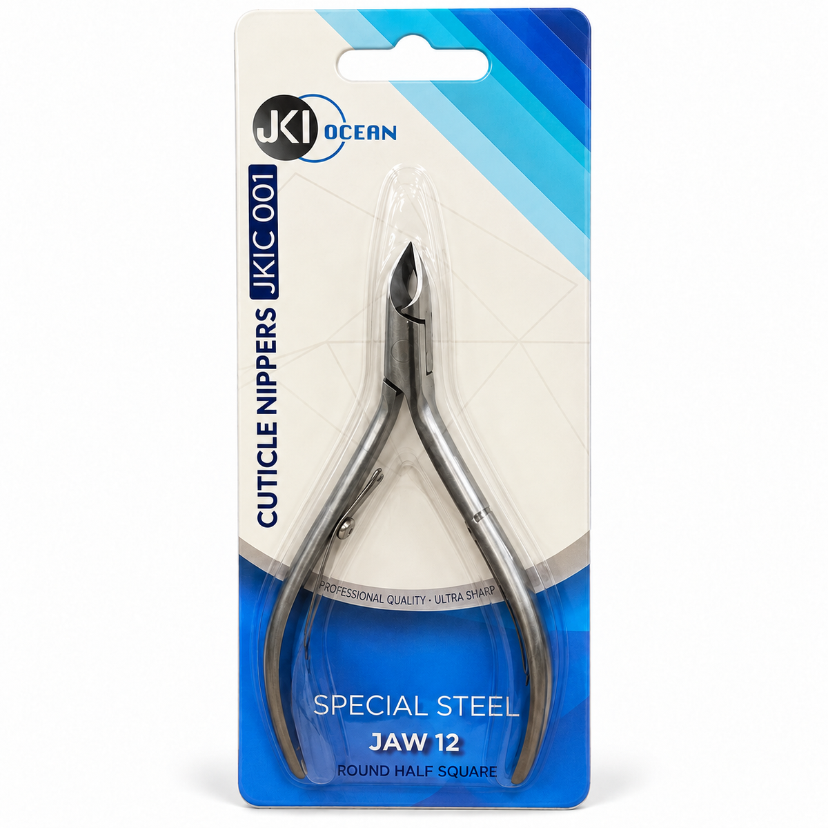 JKI Ocean JKIC001 Special Steel Cuticle Nipper, Jaw 12, Silver finish, retail package