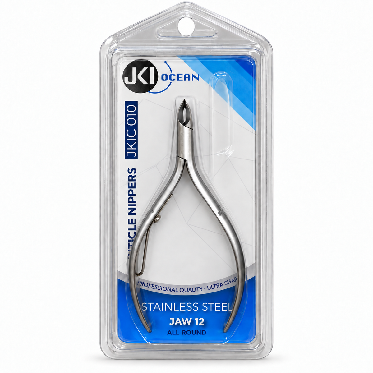 JKI Ocean JKIC010 Stainless Steel Cuticle Nipper, Jaw 12, Silver finish, retail package
