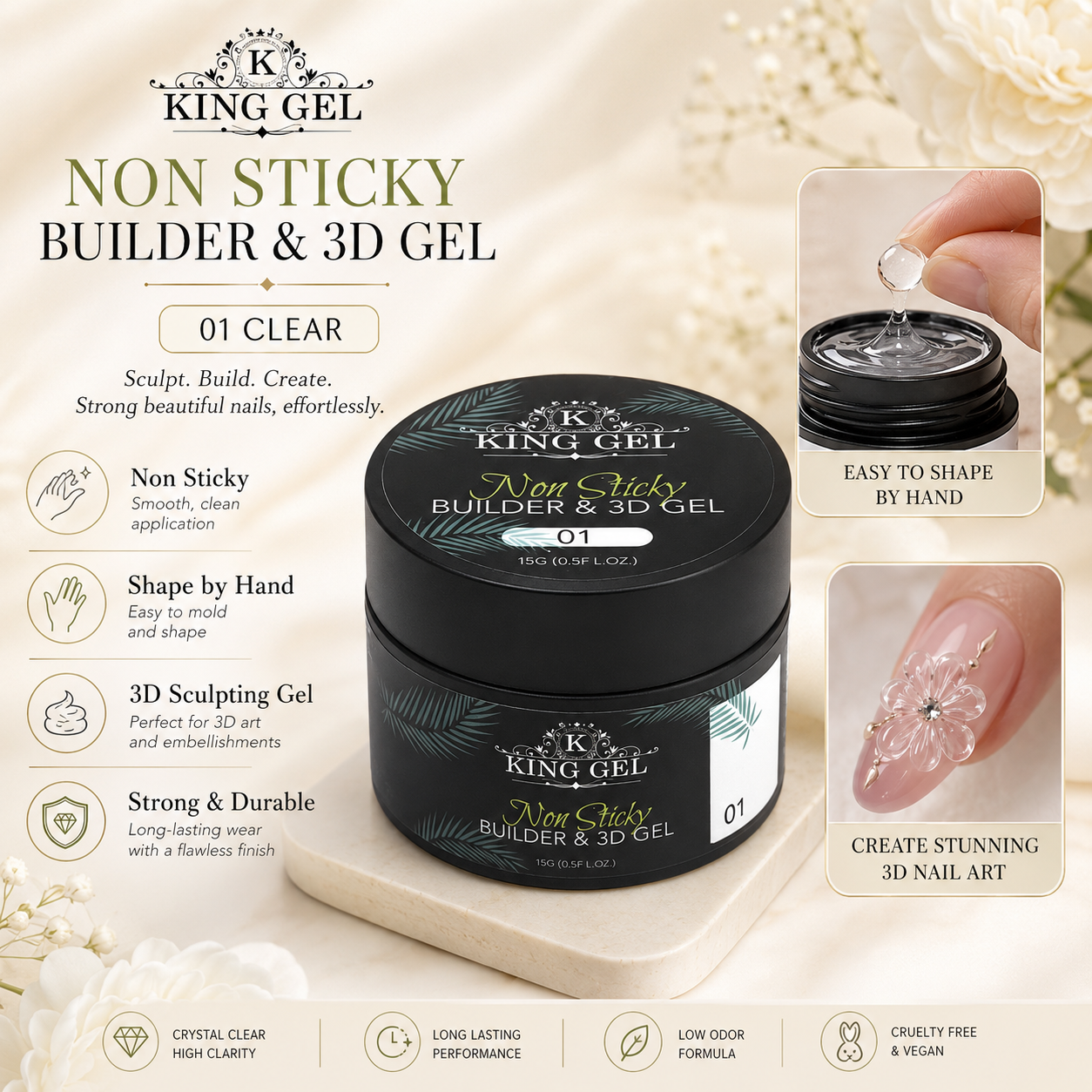 KingGel Non Sticky Builder & 3D Gel - #1 Clear