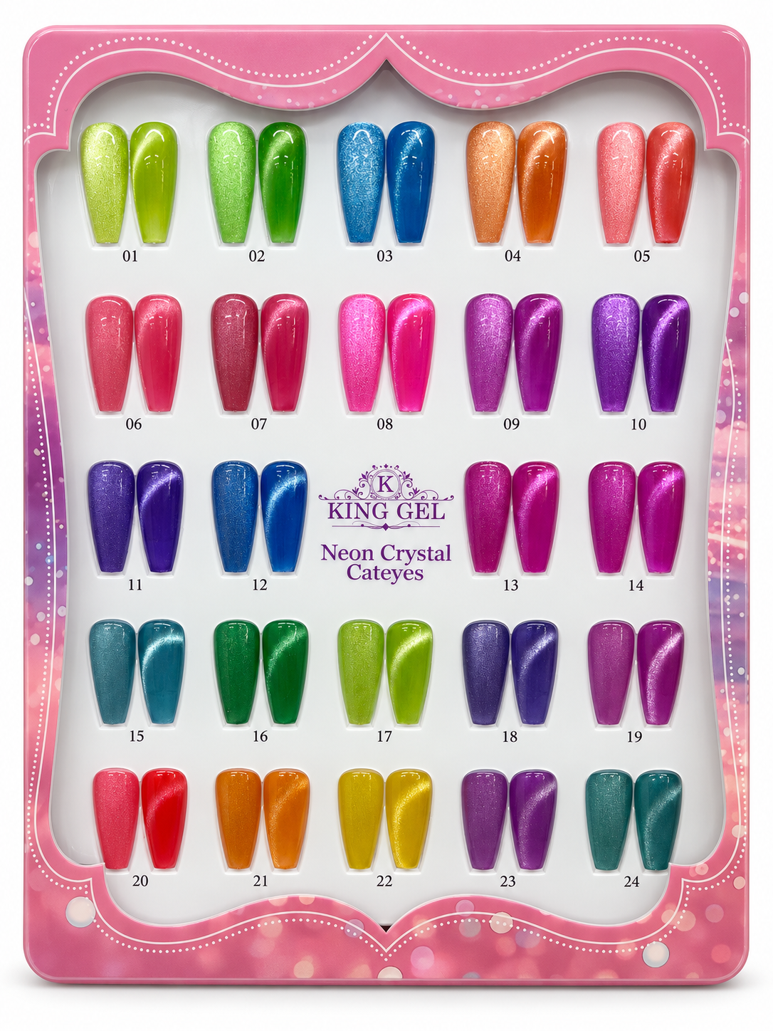 KingGel Neon Crystal Cateyes color chart