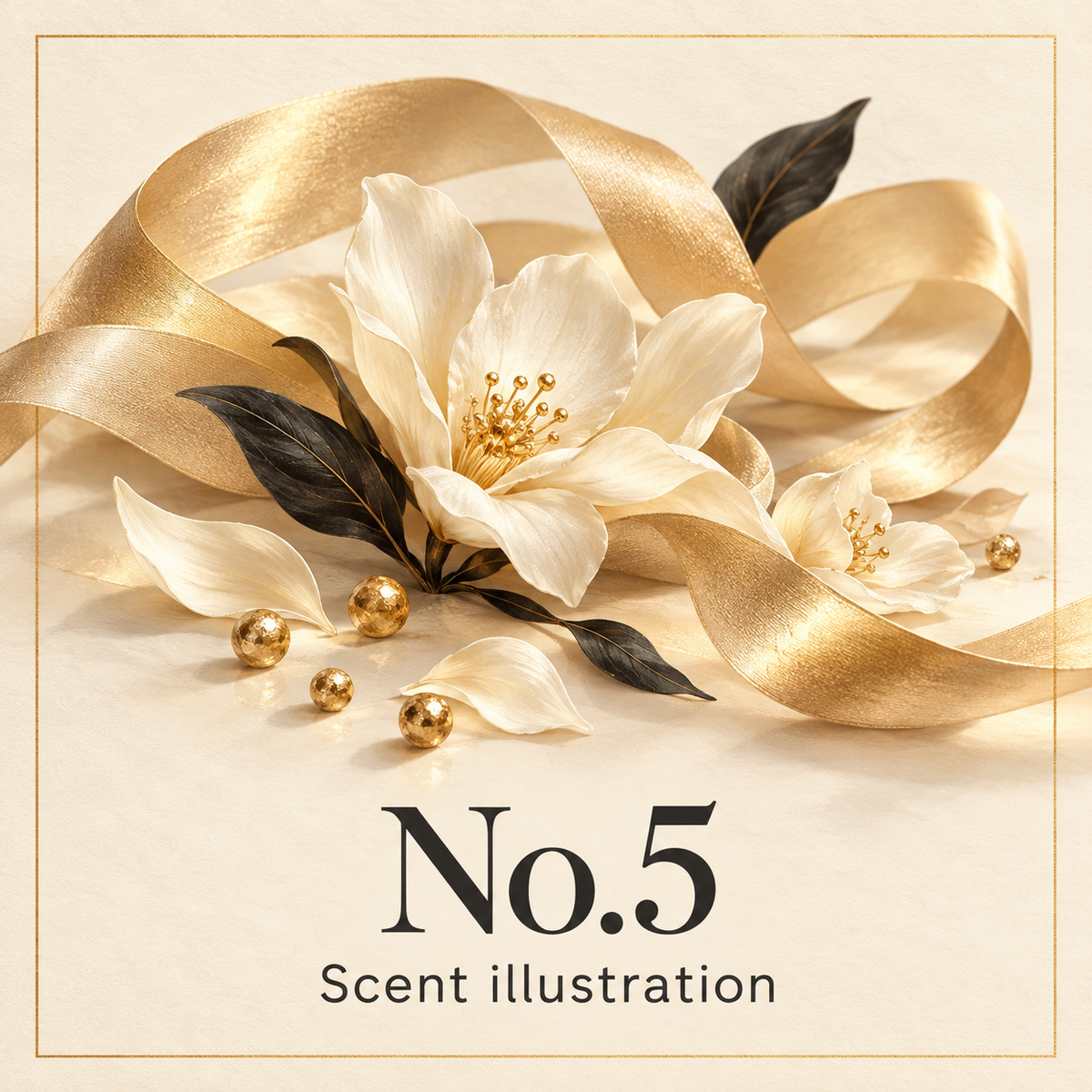 No.5 scent illustration; illustrative scent selection artwork, not a product or packaging photo.