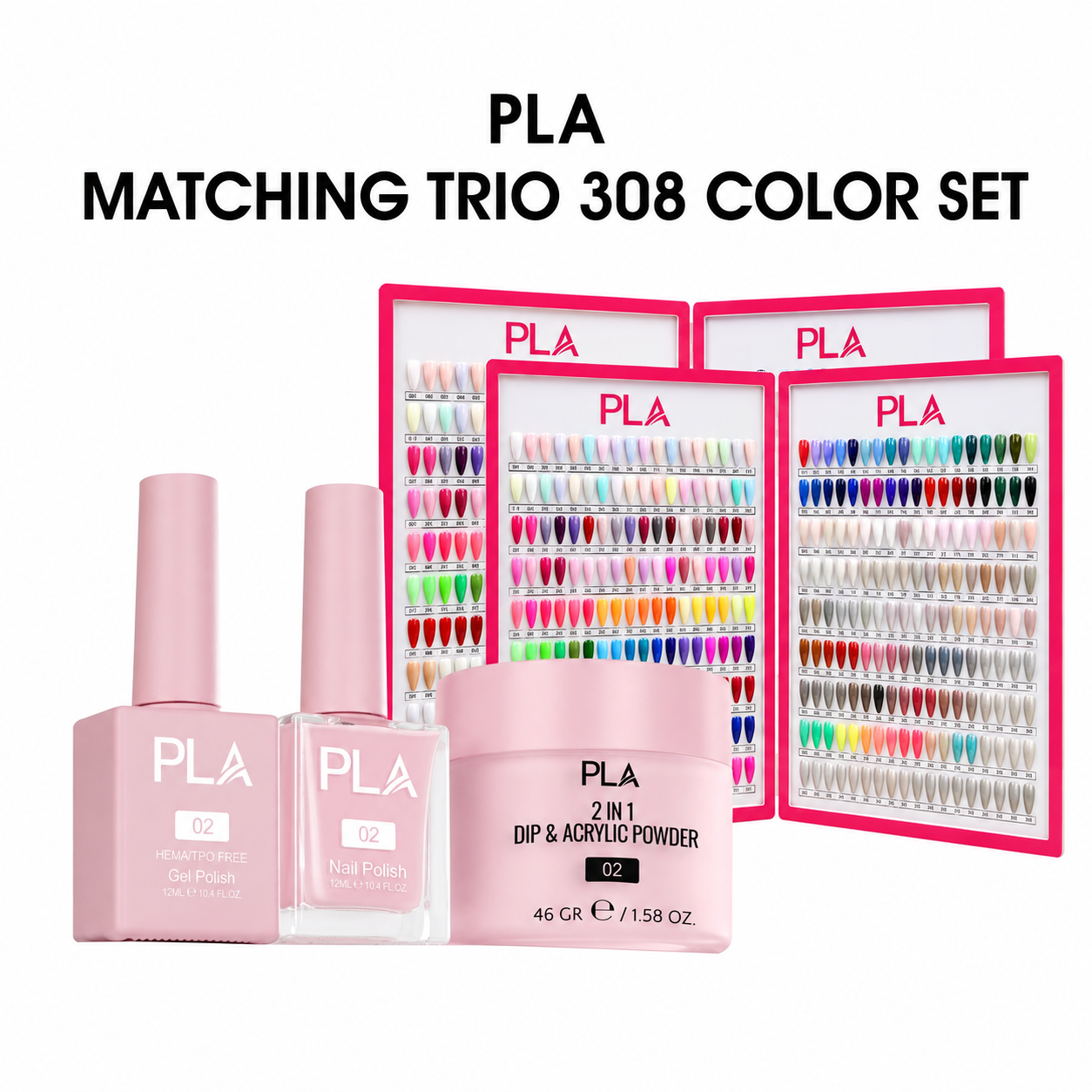 PLA Matching Colors 1-308 - Gel, Lacquer, Duo & Powder - PLA Duo and Powder 308 Color Full Collection