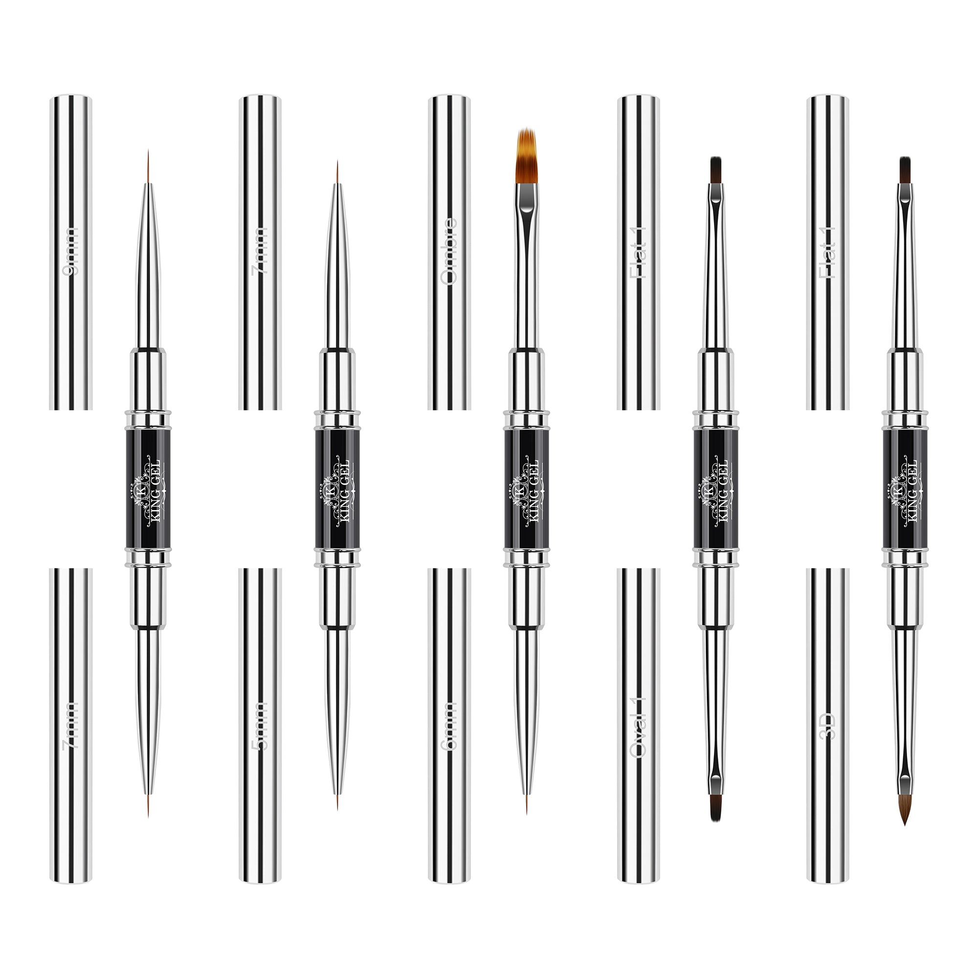 Brush for the Set - Set of 5 - Black / Silver Detail Assortment