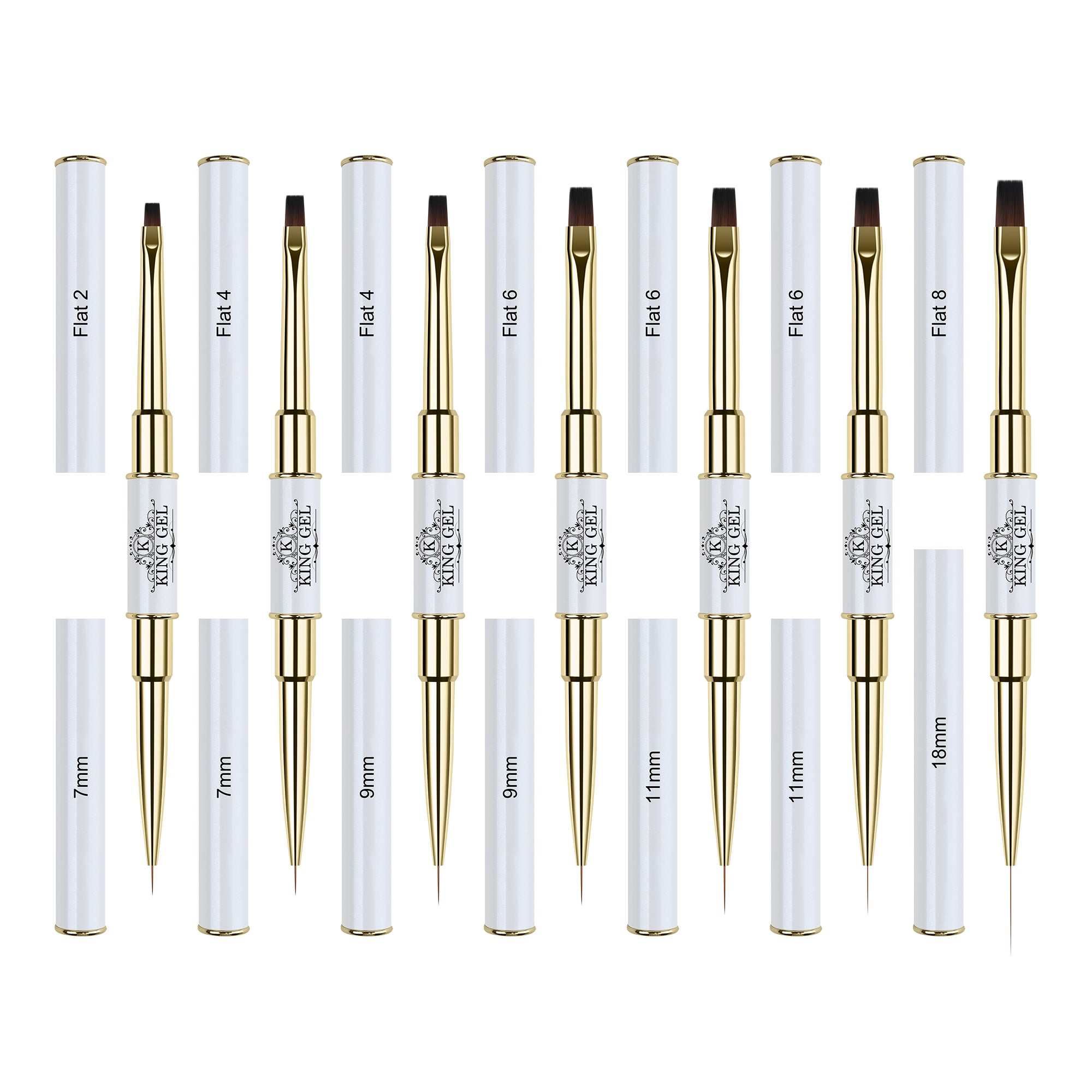 Brush for the Set - Set of 6 - White / Gold Flat + Liner
