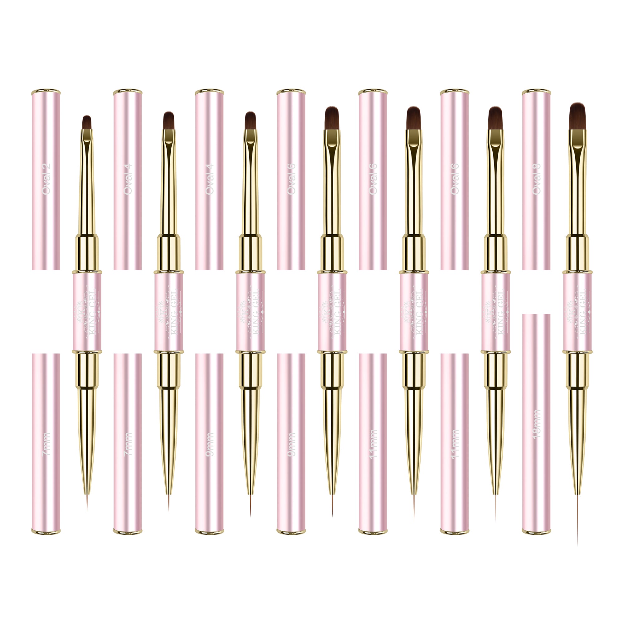 Brush for the Set - Set of 6 - Pink / Gold Oval + Liner