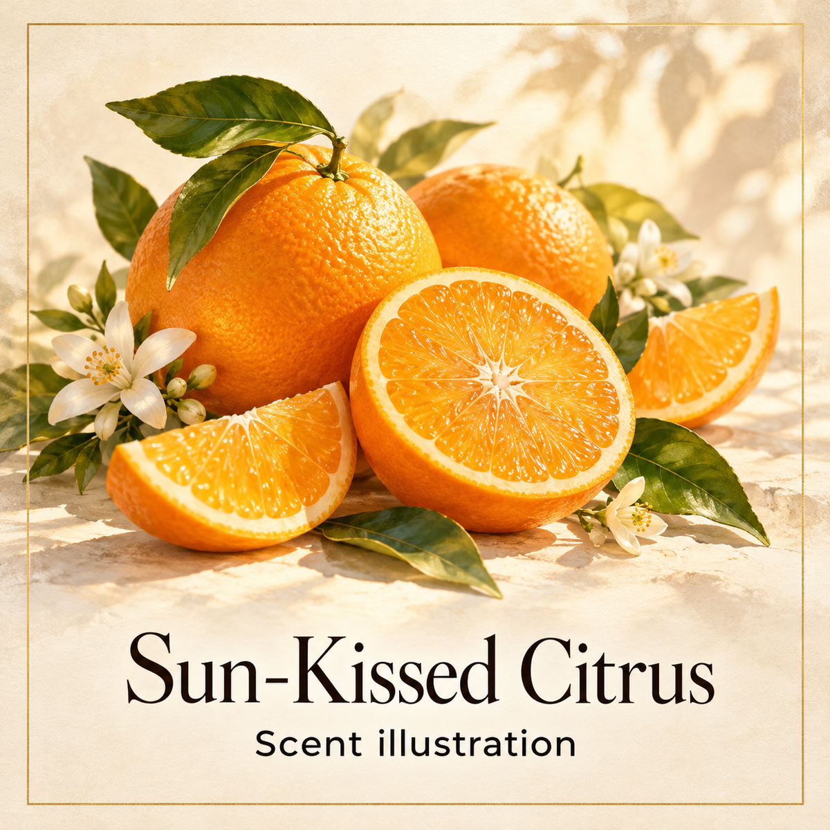 Sun-Kissed Citrus scent illustration; illustrative scent selection artwork, not a product or packaging photo.