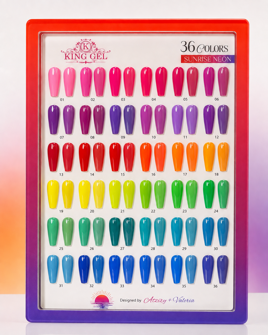 Sunrise Neon 36 Colors by Atziry and Valeria color chart