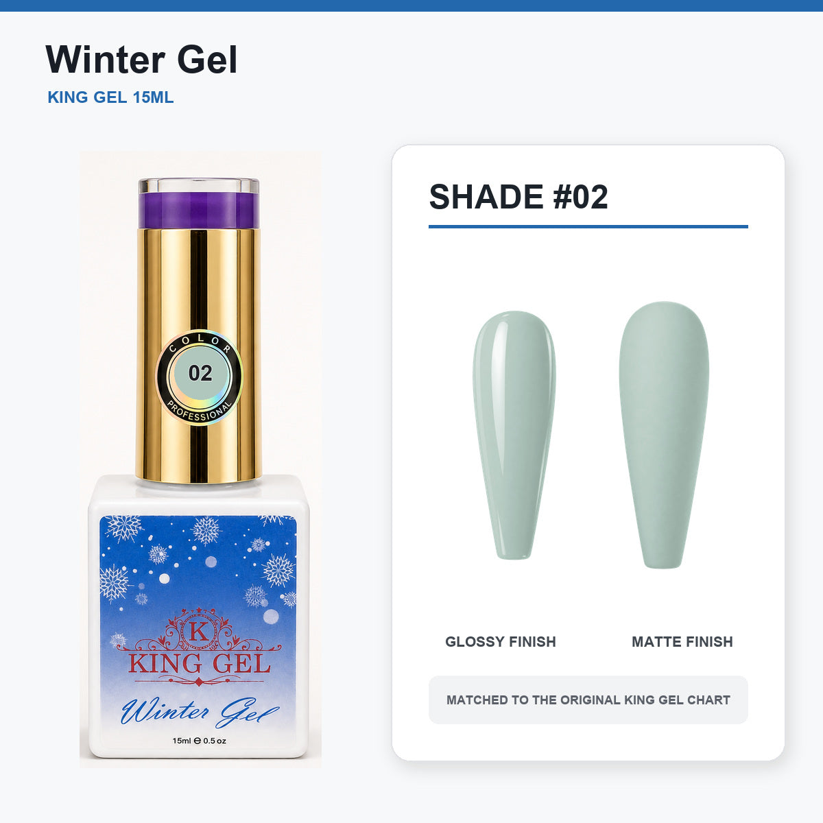 48 Colors Winter Gel Collection - KingGel Brand - Shade 2 bottle and chart-matched color - Studio V2