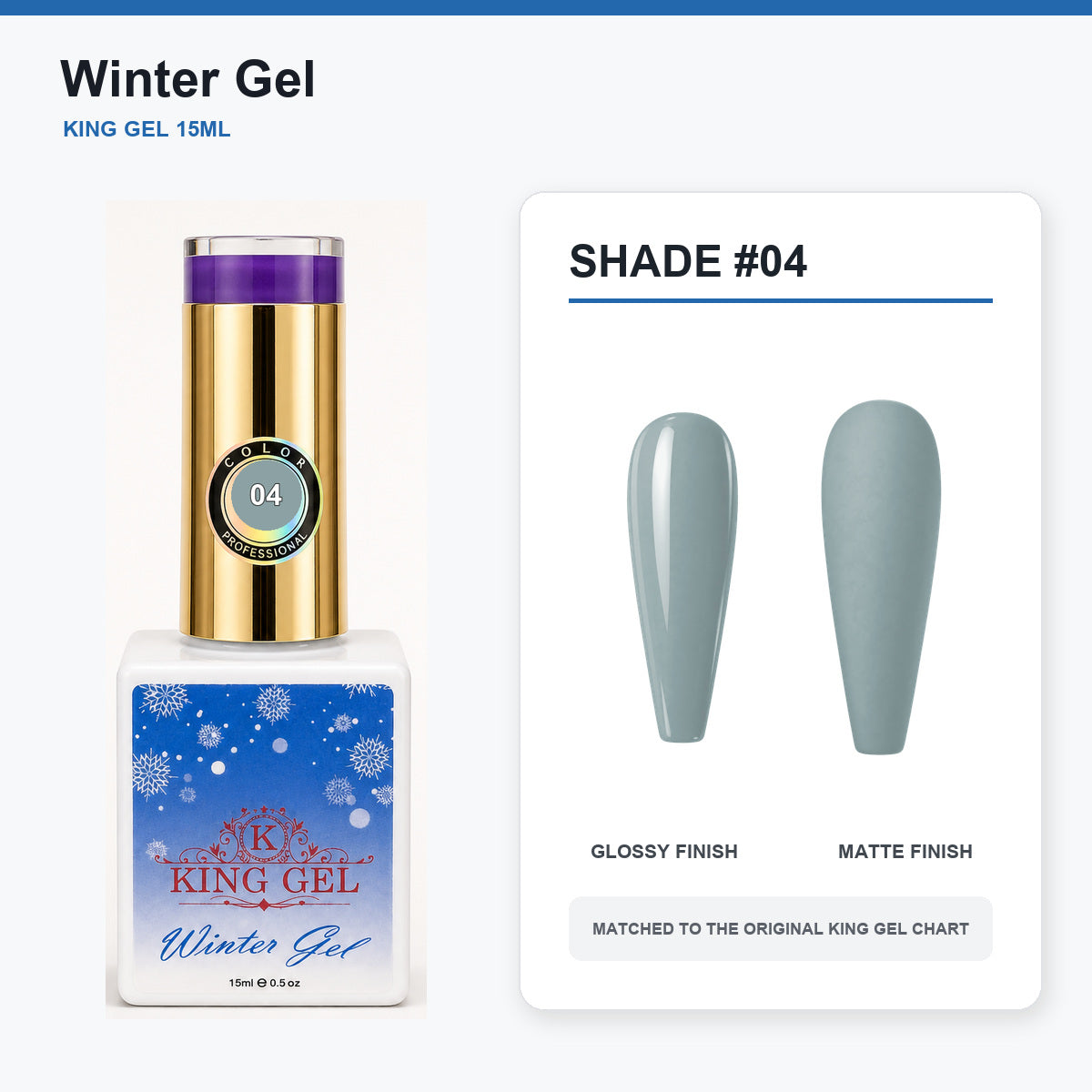 48 Colors Winter Gel Collection - KingGel Brand - Shade 4 bottle and chart-matched color - Studio V2